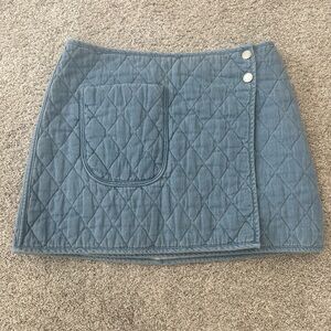 Blank NYC Quilted Light Blue Wrap Mini Skirt